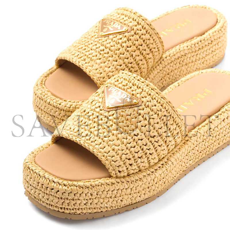 PRADA CROCHET FLATFORM SLIDES 1XZ761